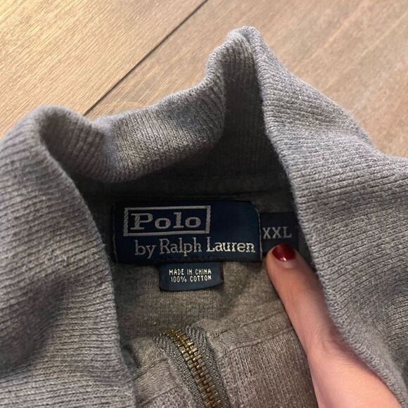Polo Ralph‎ Lauren Grey Quarterzip Sweater Men XXL - Picture 3 of 4
